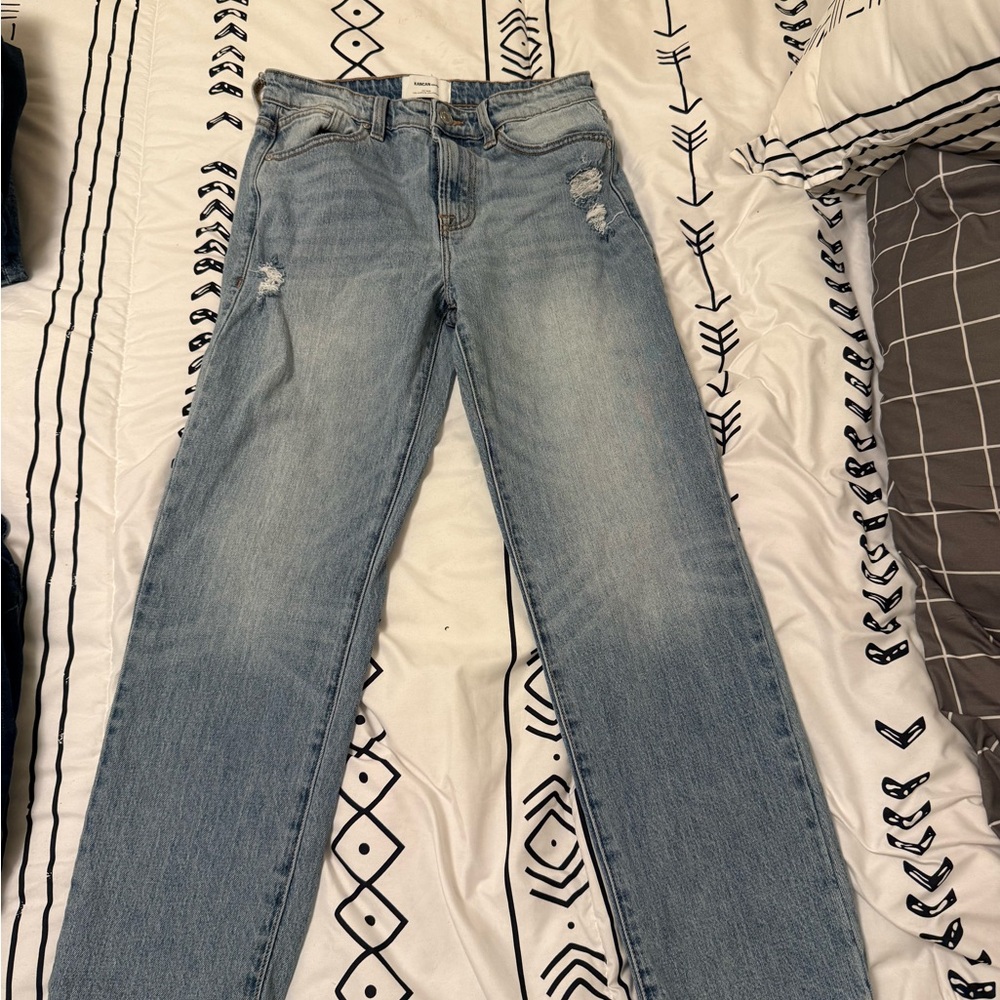 KanCan Light Blue Distressed Straight Leg Jeans